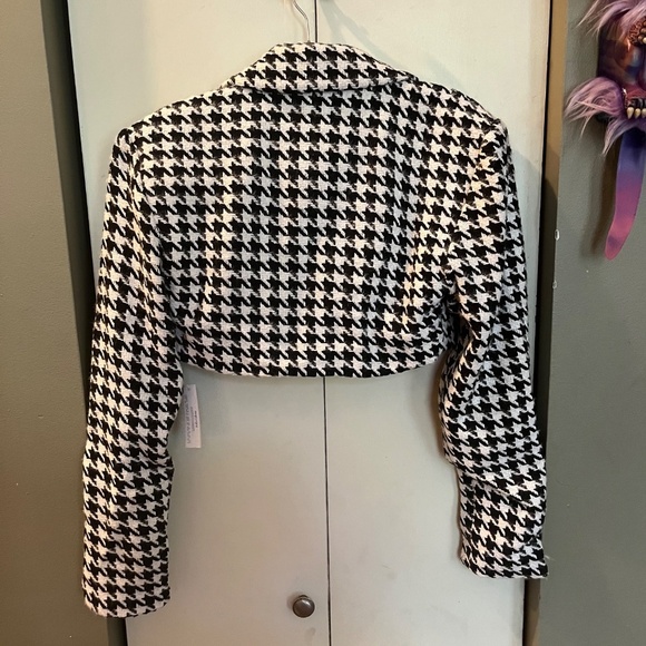 NWT For Love & Lemons Tweed Houndstooth Cropped Bonnie Blazer Football Season - Picture 2 of 5